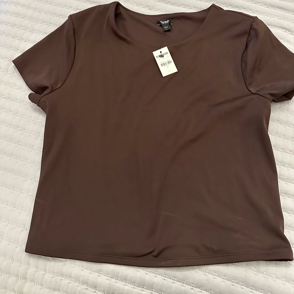 Express Body Contour Brown fitted tshirt